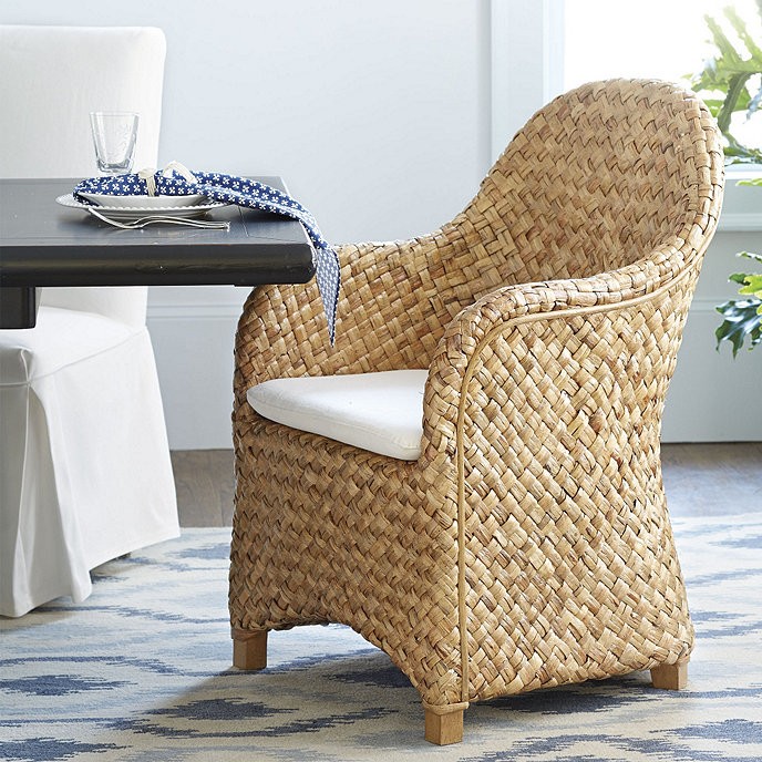 Chair water hyacinth dining chair woven dining chair with arms