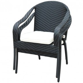 Outdoor patio all weather rattan wicker stackable club arm chair
