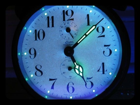 Radium wind up bronze alarm clock glow in the dark