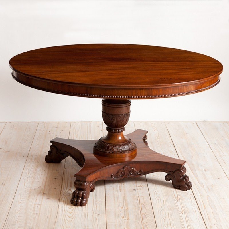 Antique round center pedestal table in mahogany northern europe c