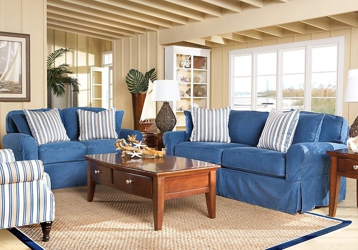 Denim blue living room furniture