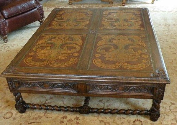 Old world furniture italianate coffee table with hand carved