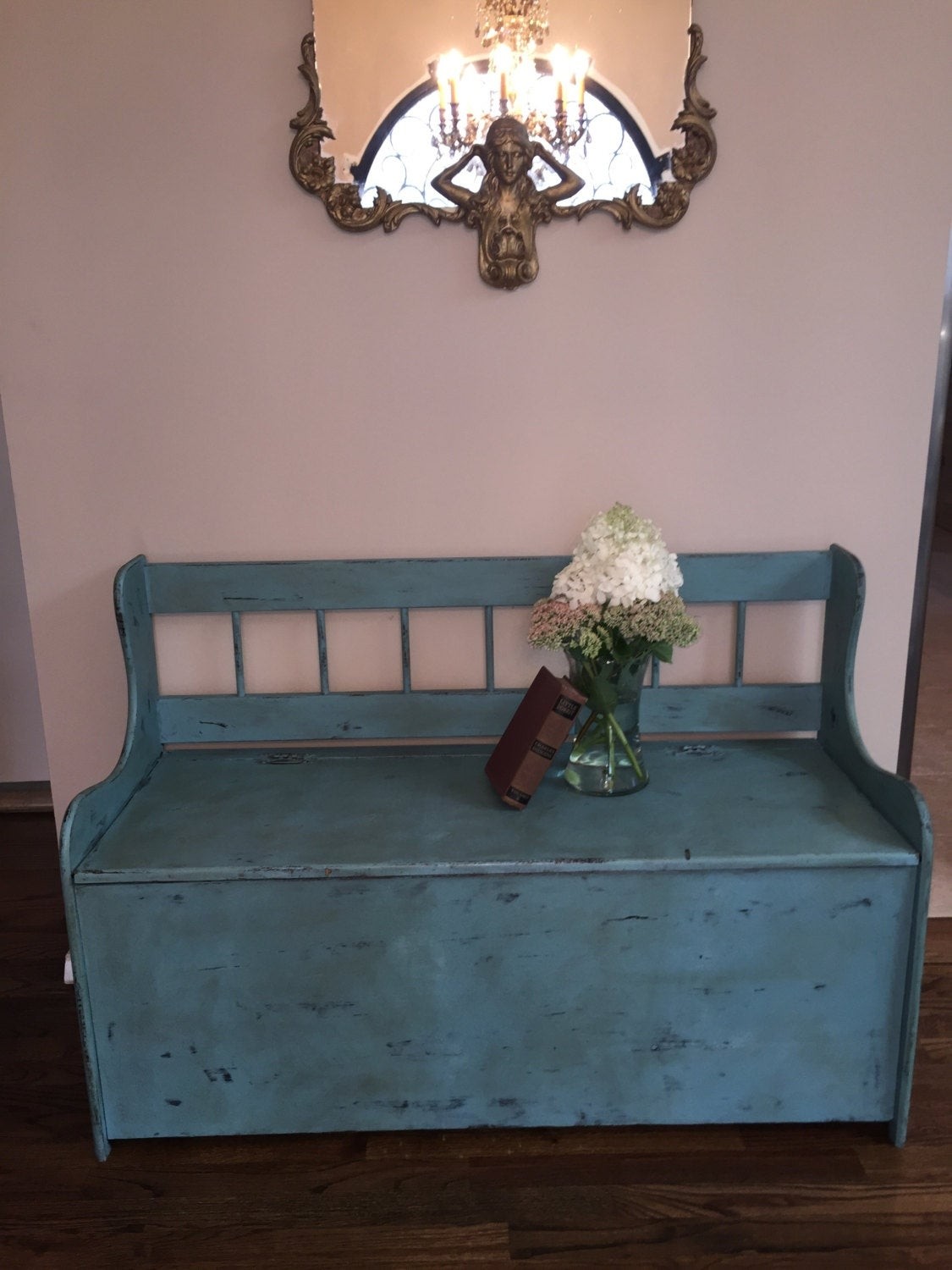 Vintage distressed sitting storage bench
