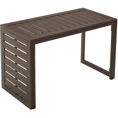 Cosco outdoor folding metal slat c table bench sandy brown