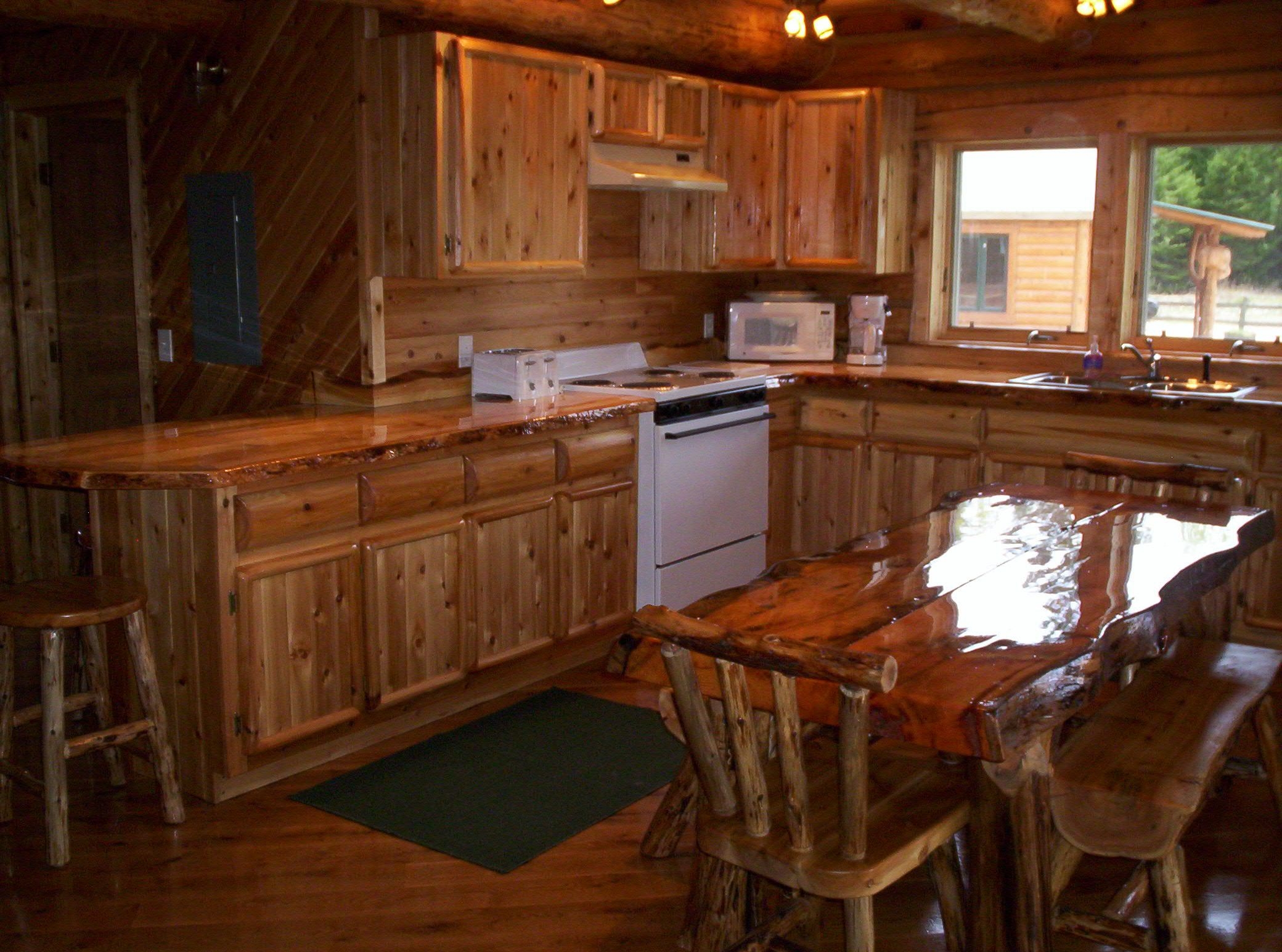 Custom cedar kitchen cabinet
