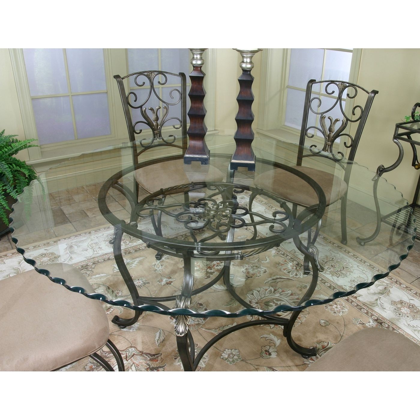 Glass top wrought iron dining table 5