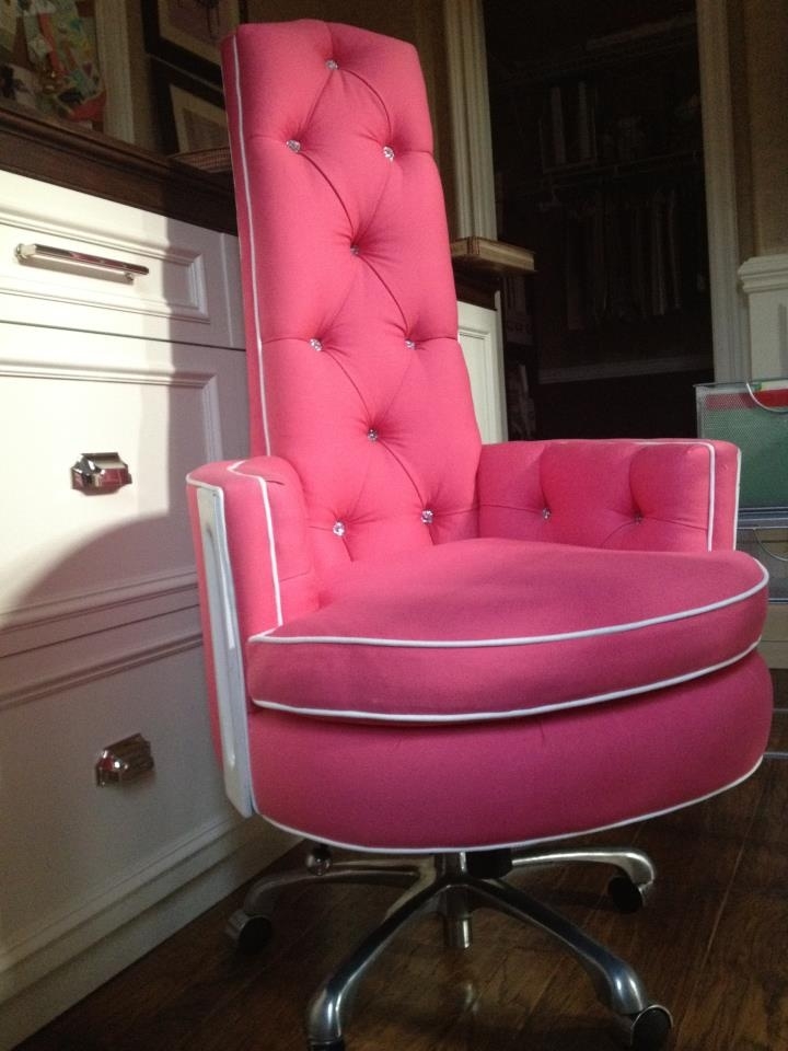 Azalea Pink Vintage Chair With White Piping And Crystal Buttons In The 