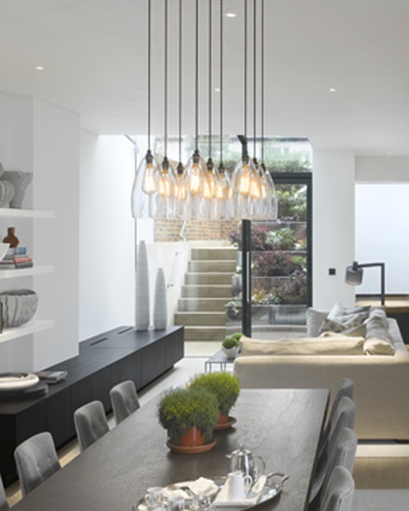 Clear glass pendant lights for kitchen island