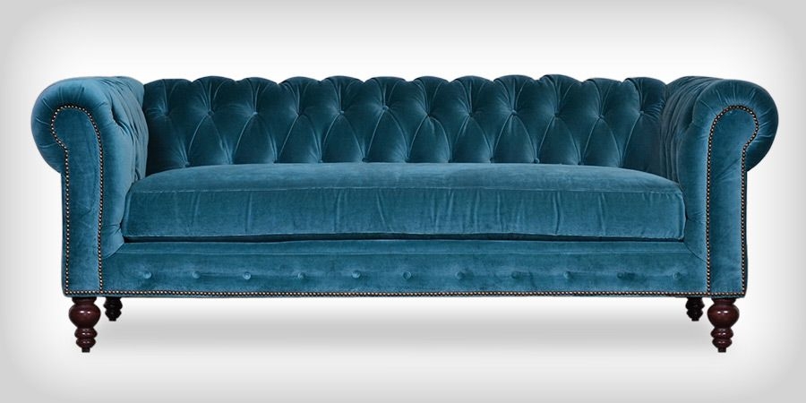 Teal tufted sofa 1