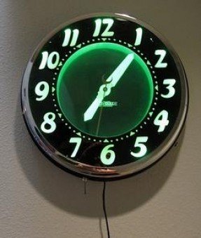 Red neon wall clock