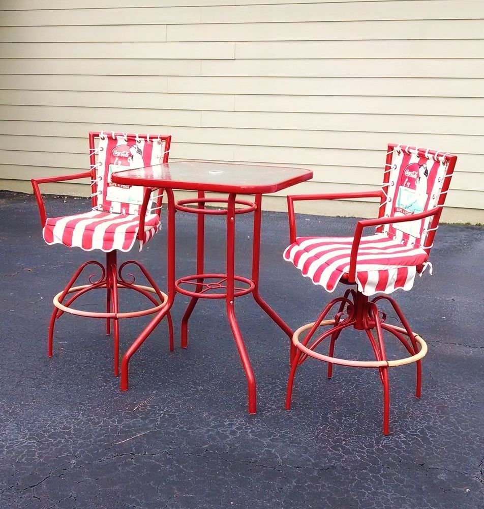 Coca cola coke patio high top table and two chairs