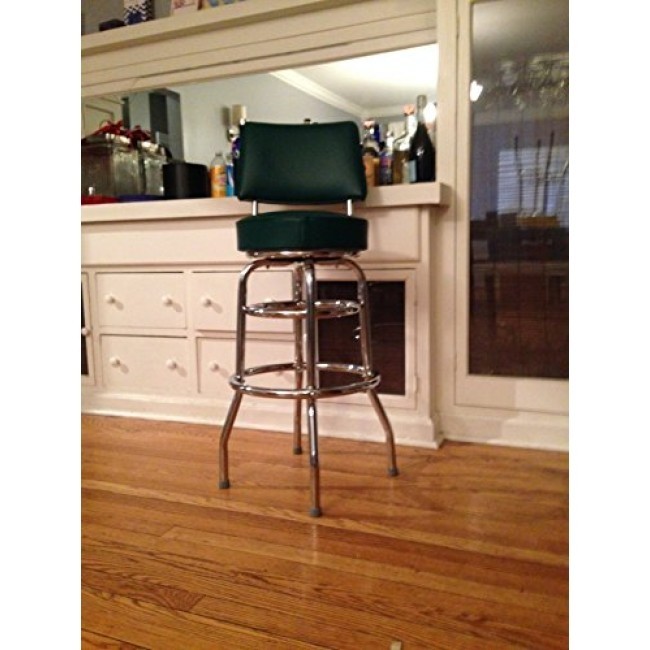 Double Ring Commercial 30 Inch Bar Stool with Back - Green (0-1958GRN)