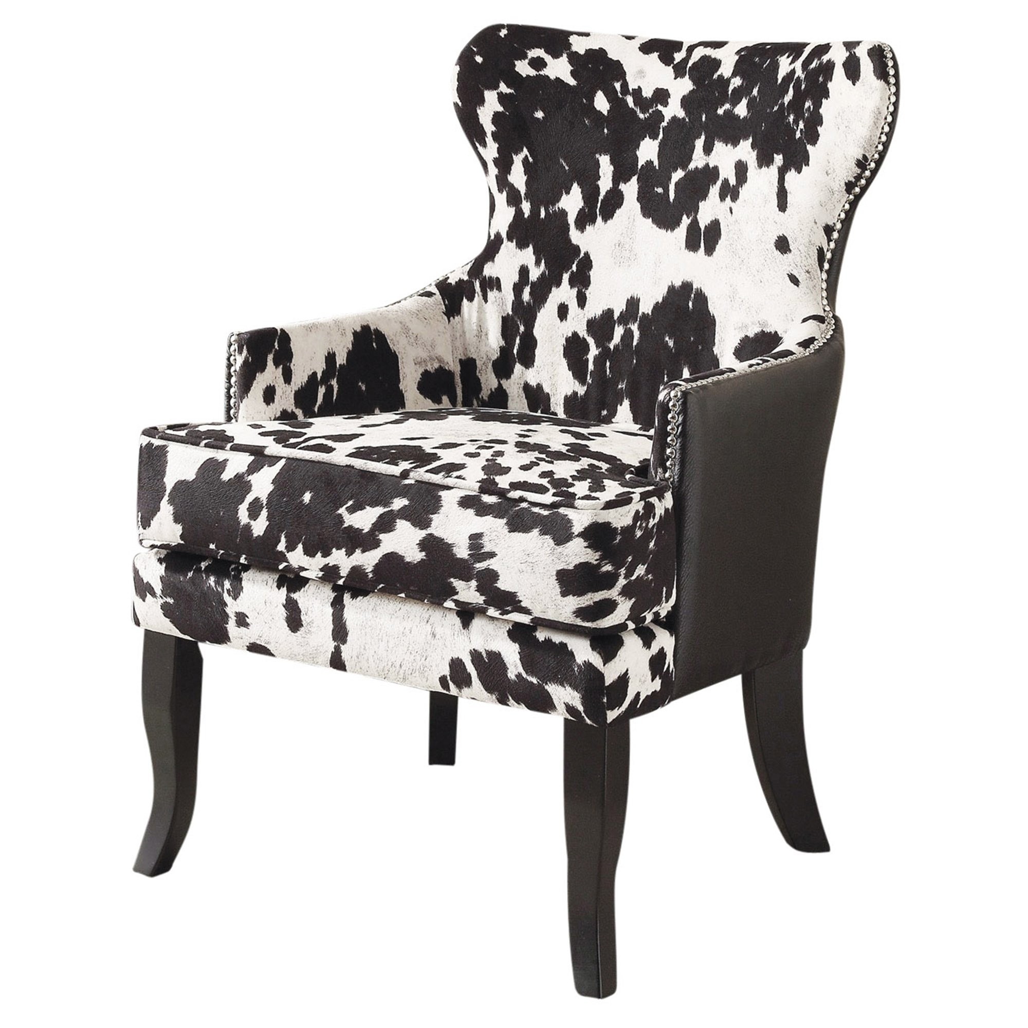 Faux Cowhide Accent Chair With Stud Detail