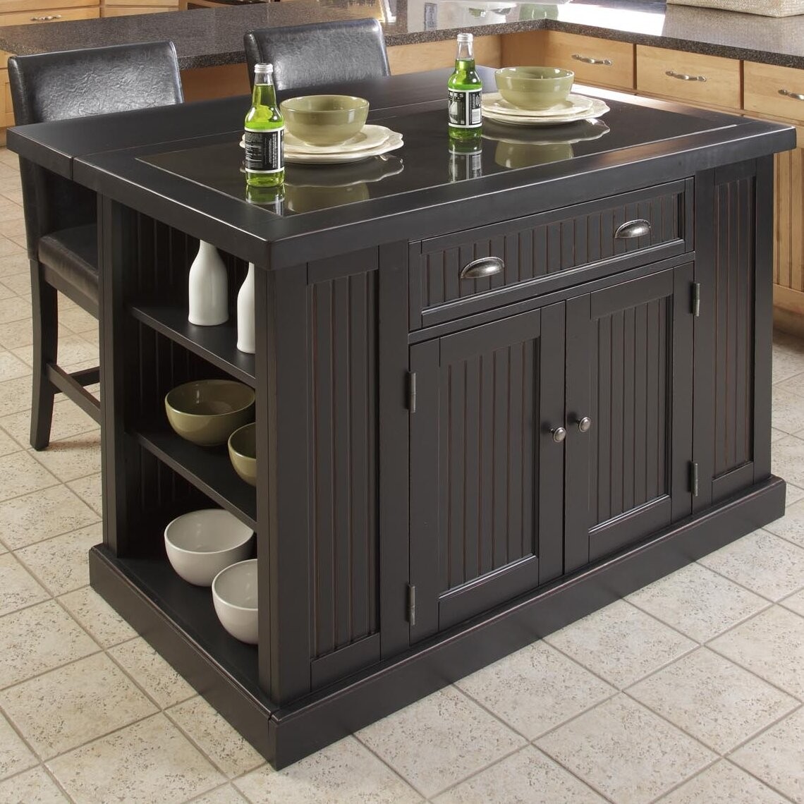 Portable Kitchen Islands With Breakfast Bar Foter   Nantucket Kitchen Island With Granite Top 2 