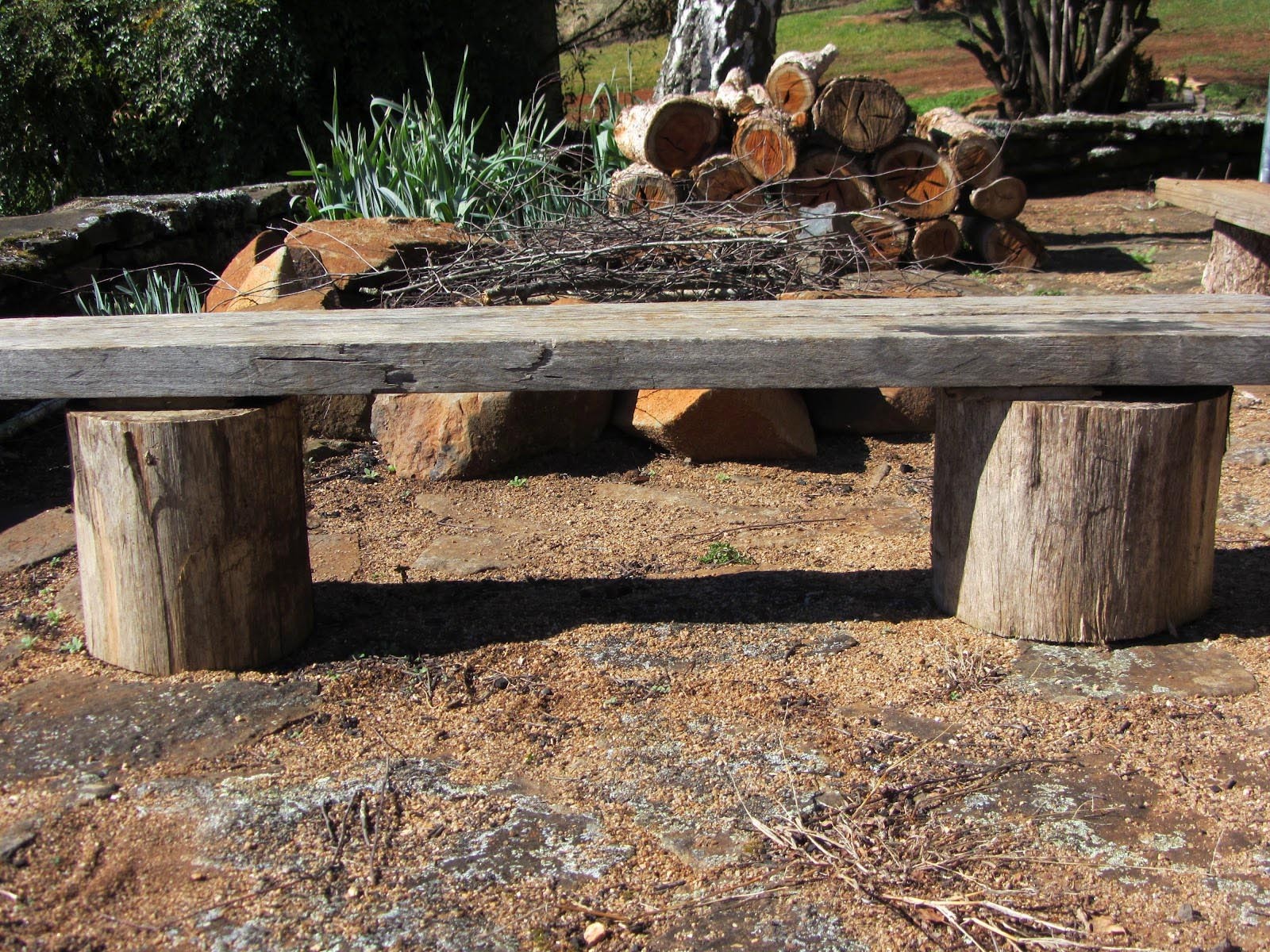 Wood fire pit online bench