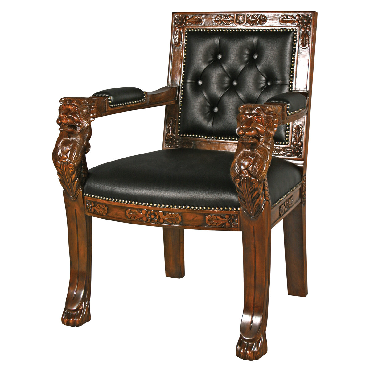 antique carved lion chair