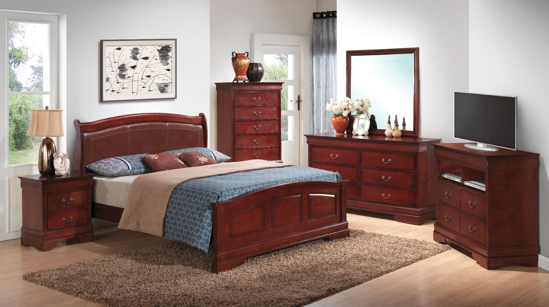 Brown wood deals bedroom set