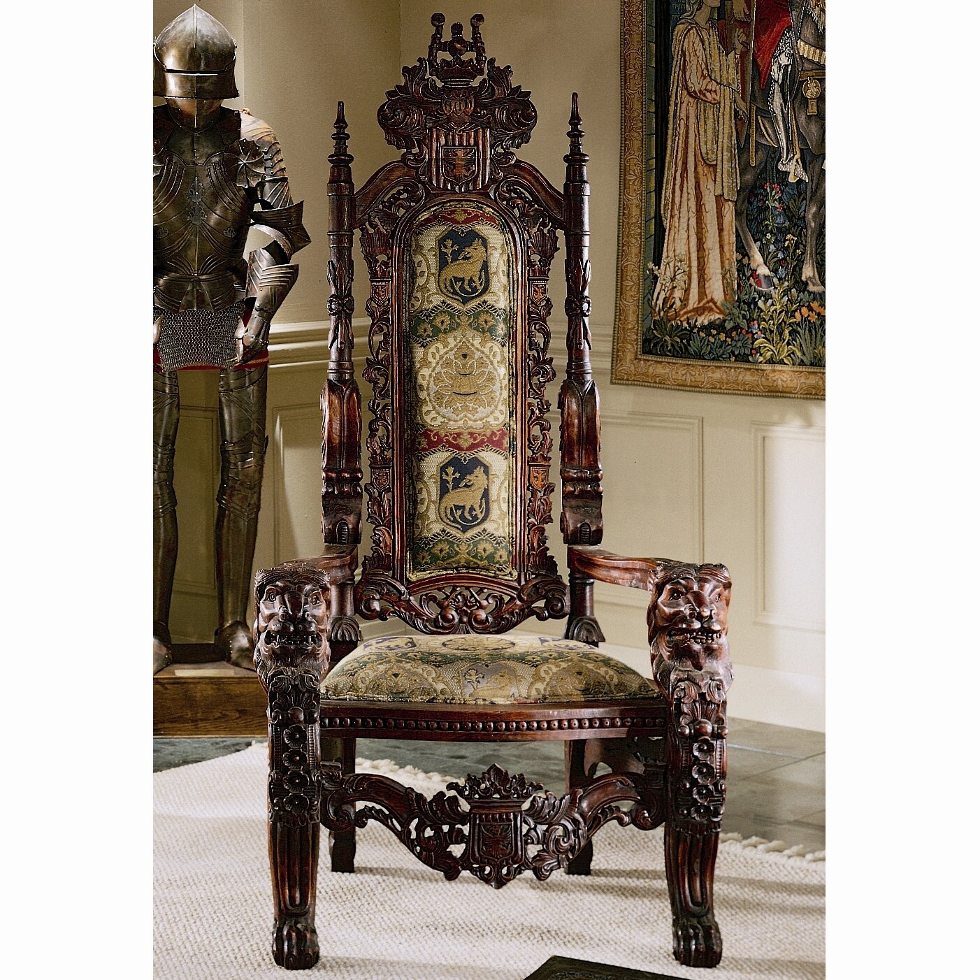 The Lord Raffles Lion Throne Fabric Arm Chair