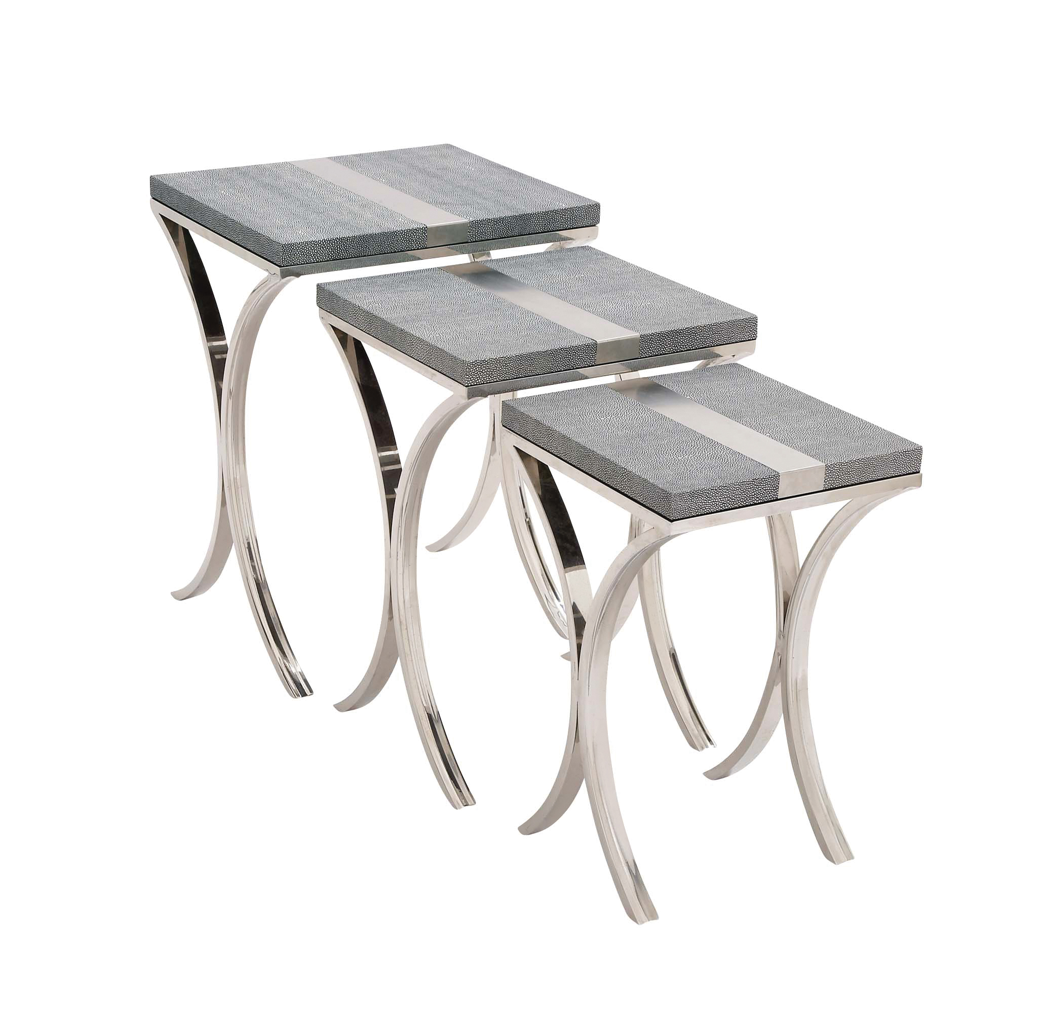 Sleek 3 Piece Stainless Steel / Vinyl Nesting Table
