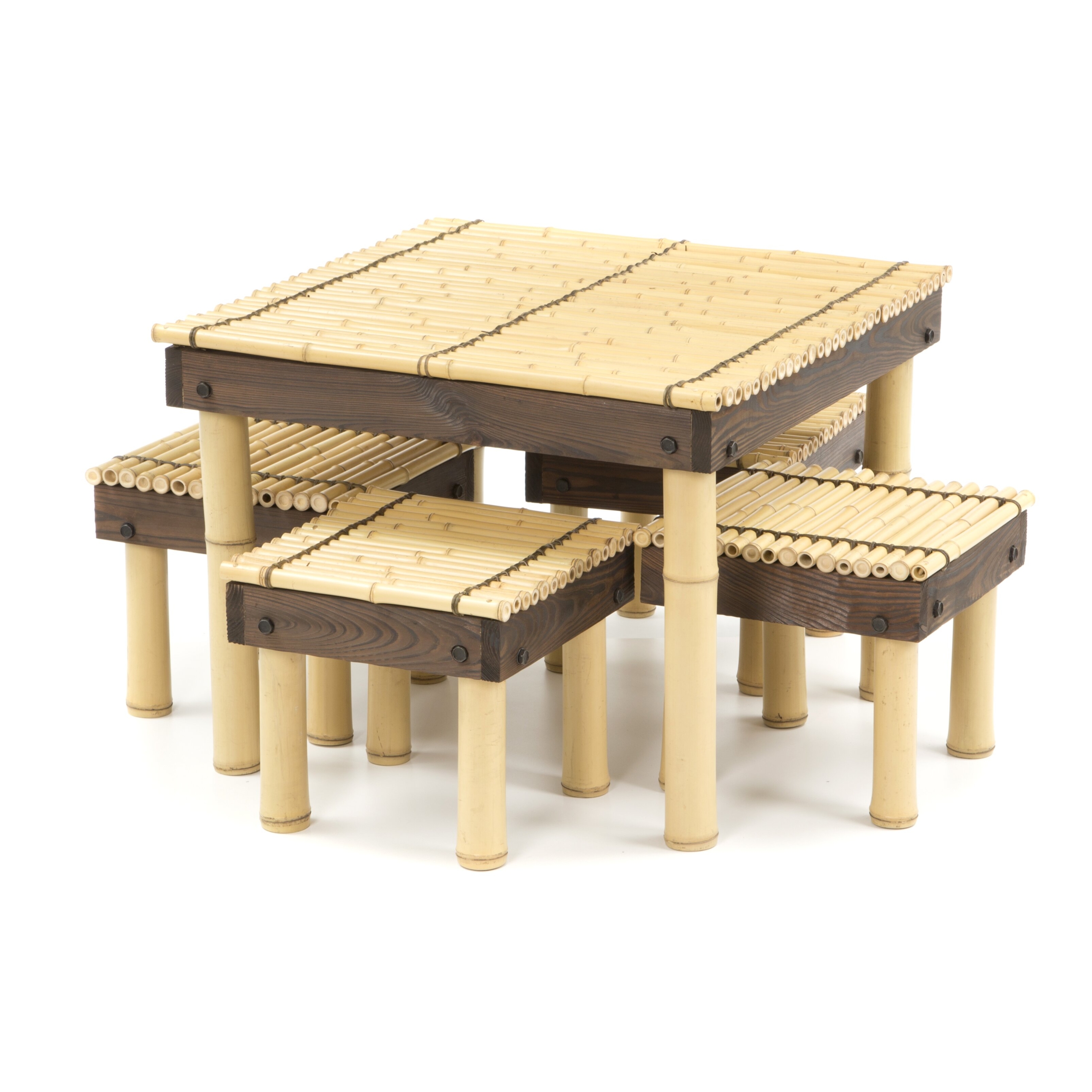 Zen Bamboo Coffee Table with Four Stools