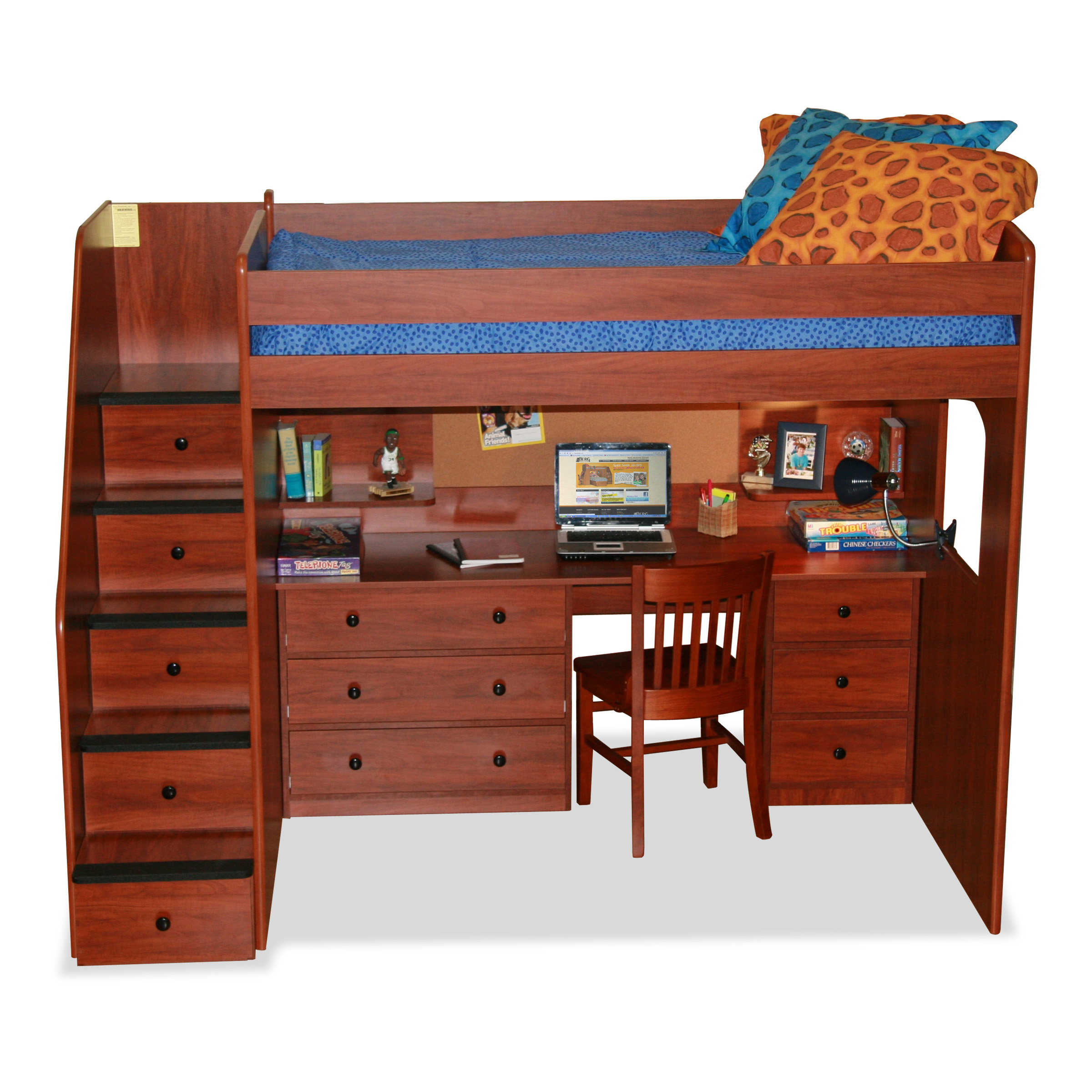 Berg Furniture Utica Full Dorm Loft Bed With Stairs