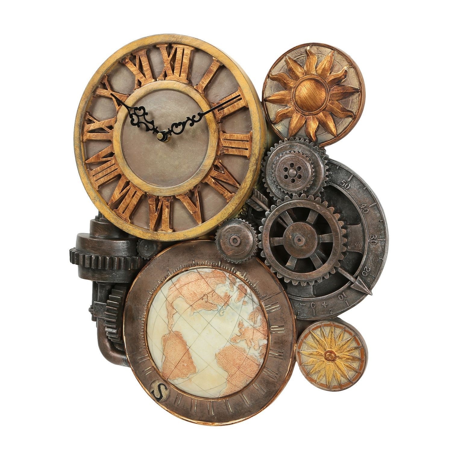 Gears of Time Sculptural Wall Clock