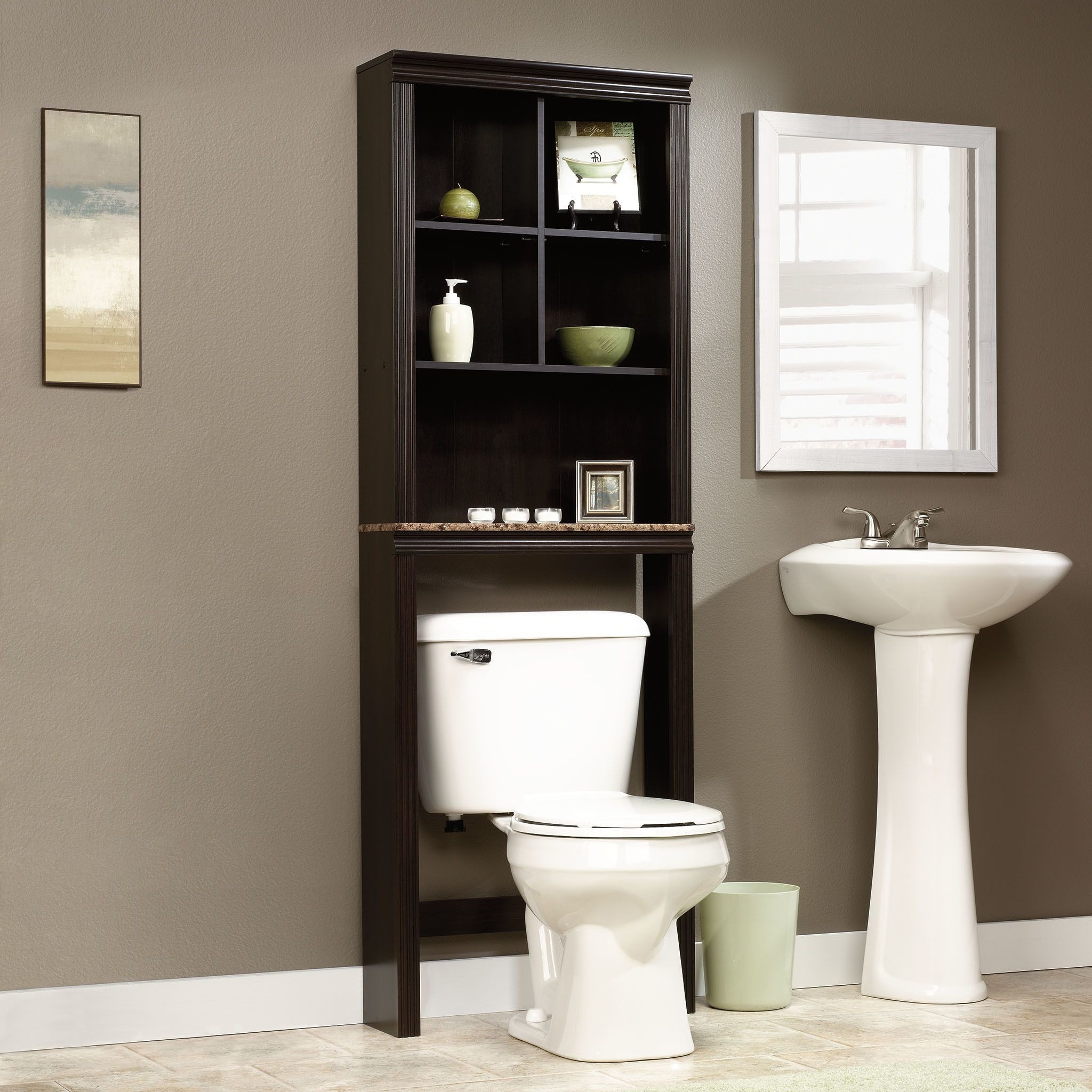 Household Essentials Faux Concrete 8055-1 Over The Toilet Space Saving Metal Shelves for Bathroom