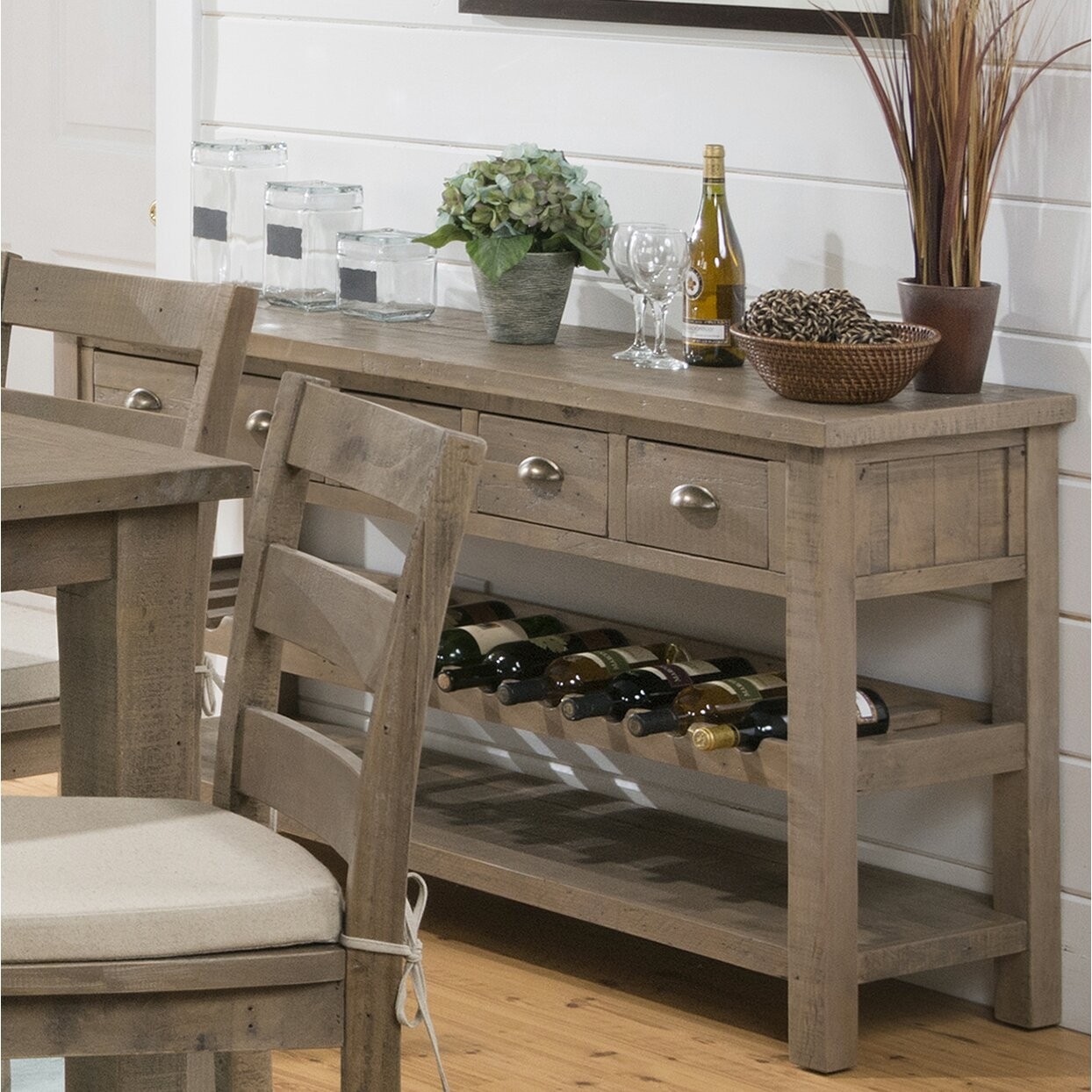 Hallway table with on sale wine rack