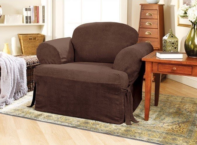 Soft Suede Club Chair T-Cushion Slipcover