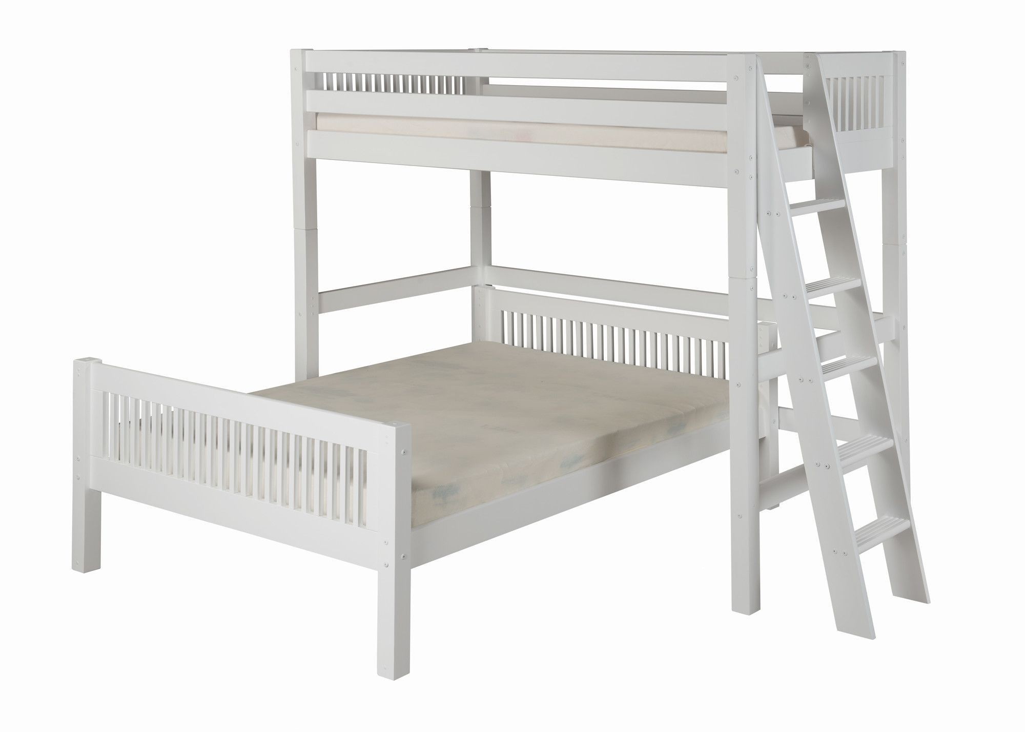 Twin over Full L-Shaped Bunk Bed with Lateral Ladder