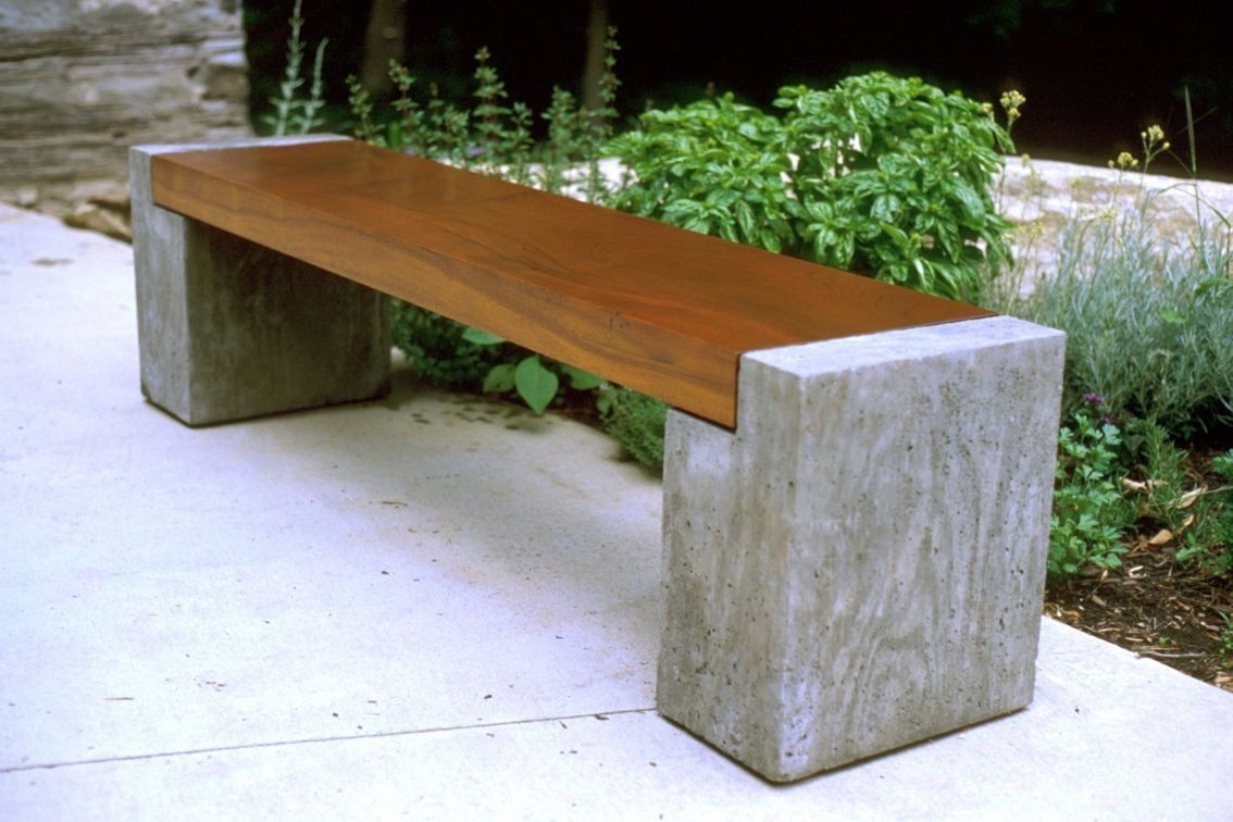 cement wood bench