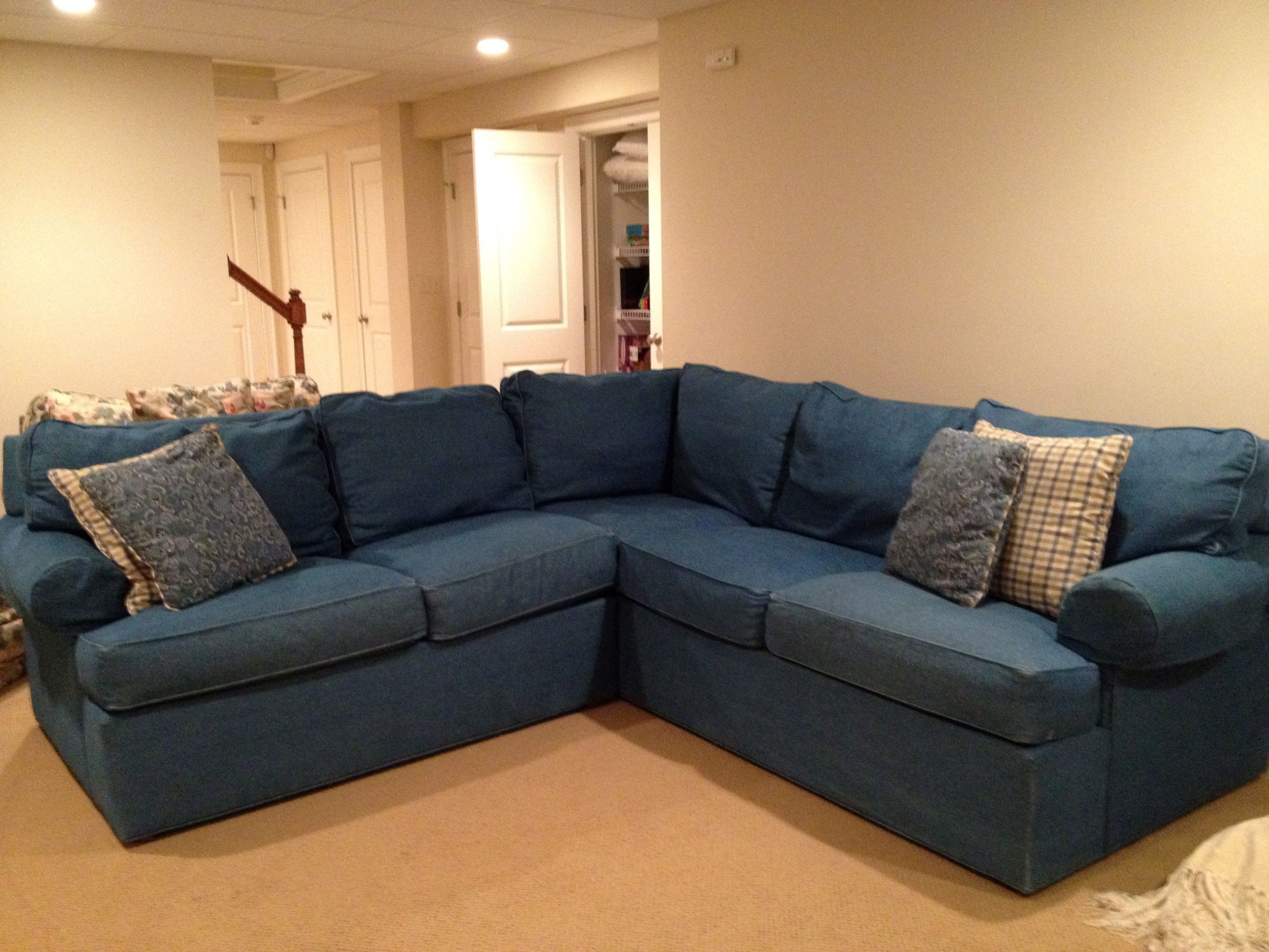 Denim sectional couch