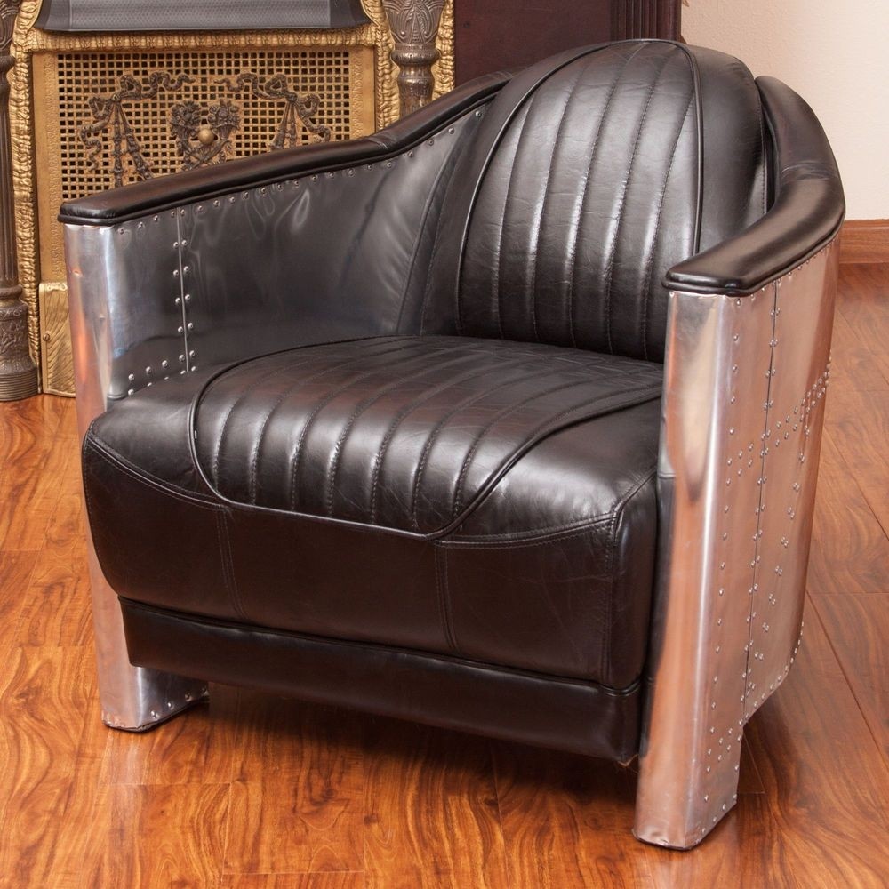 Metal and best sale leather lounge chair