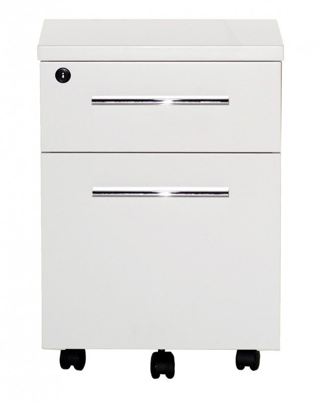 2 Drawer Mobile File Cabinet with Lock & Casters