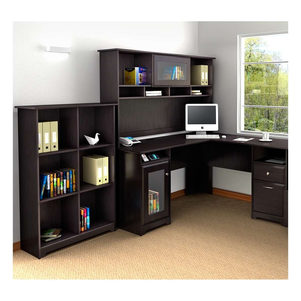 Cabot 3 Piece L-Shaped Desk Set with Hutch & Bookcase