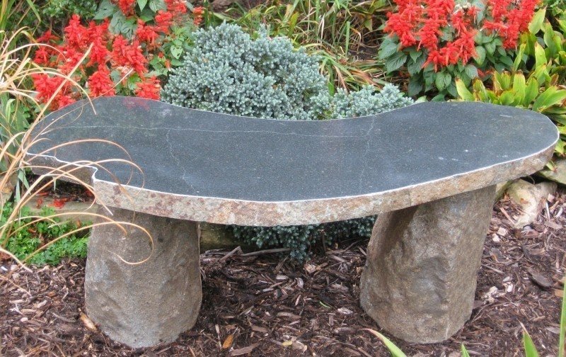 small curved outdoor bench