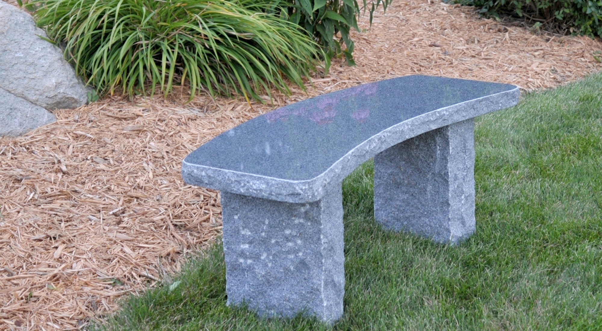 Curved Granite Garden Bench