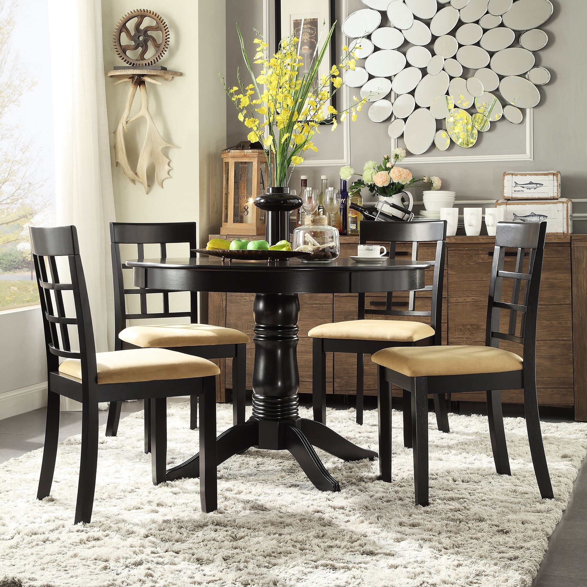 Round Dining Table Set With Leaf - Foter