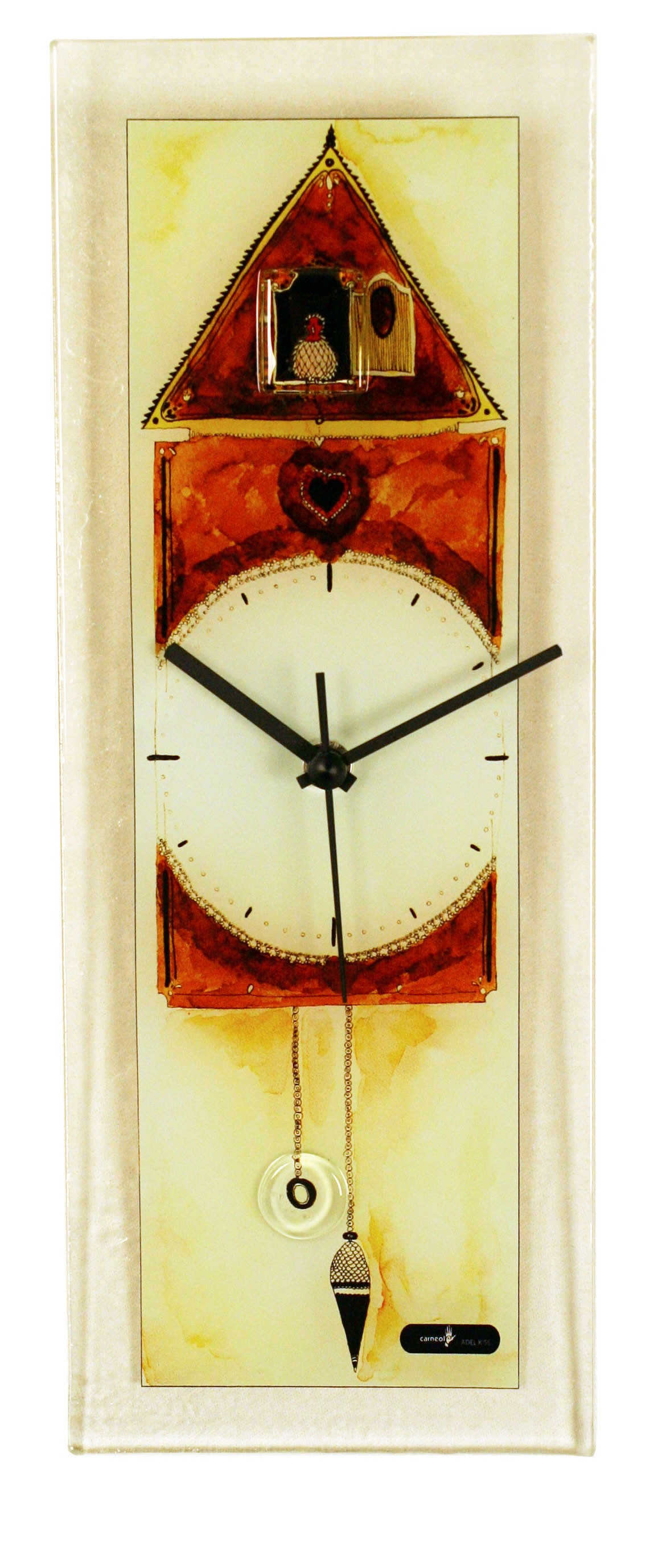 Rectangle Glass Wall Clock with Cuckoo Clock