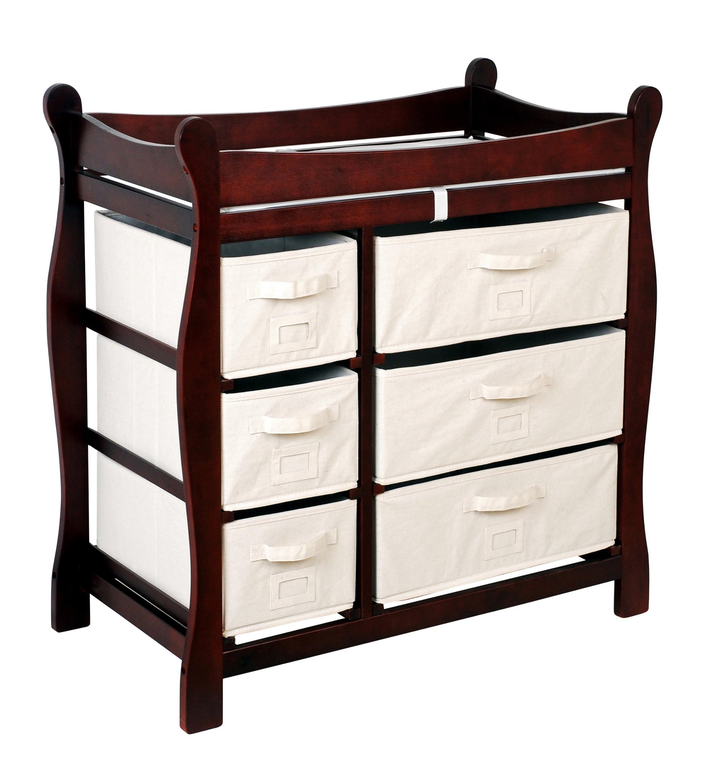 Sleigh Style Baby Changing Table with 6 Baskets