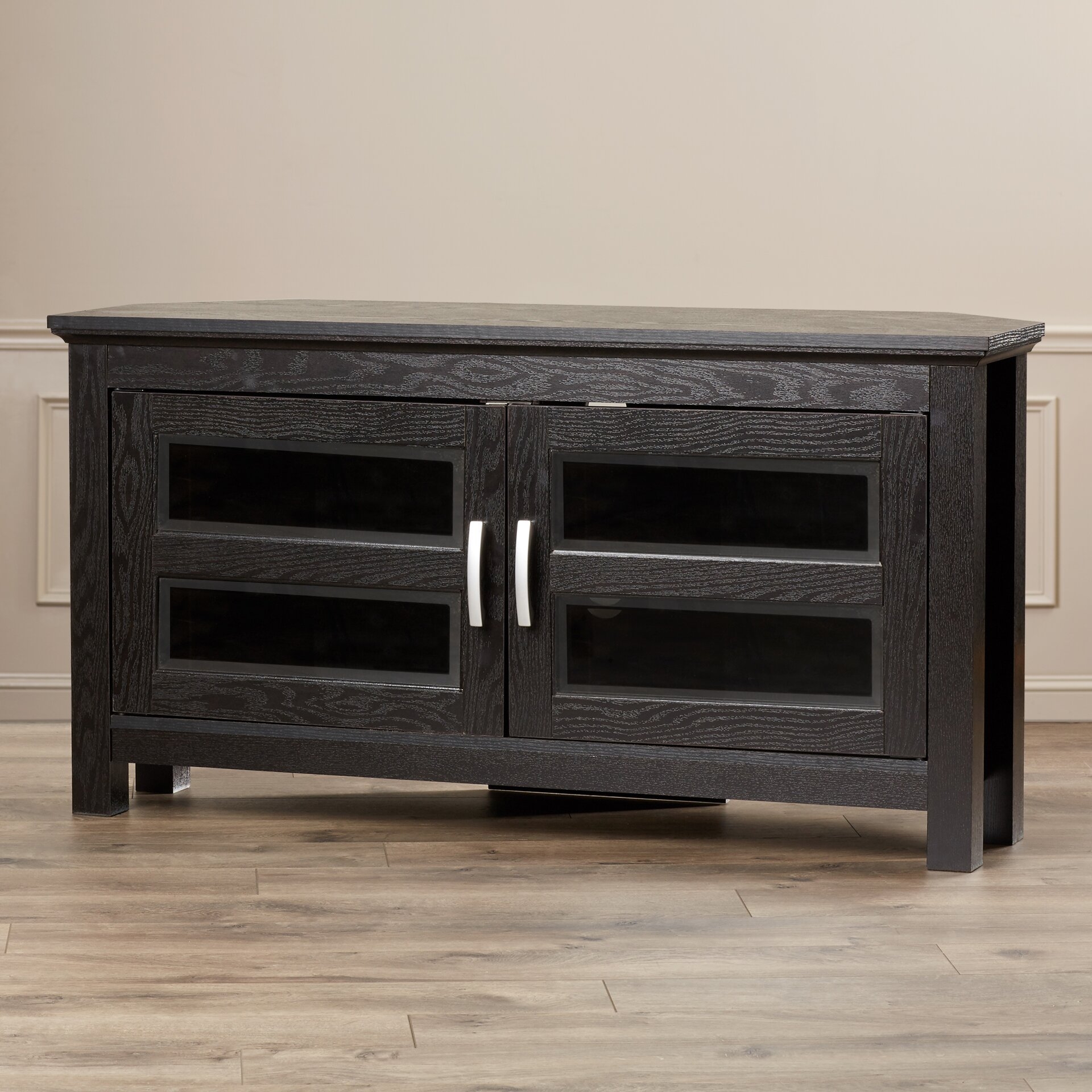 Modern Corner TV Stand Foter   Sulyard Wood Corner Tv Stand 