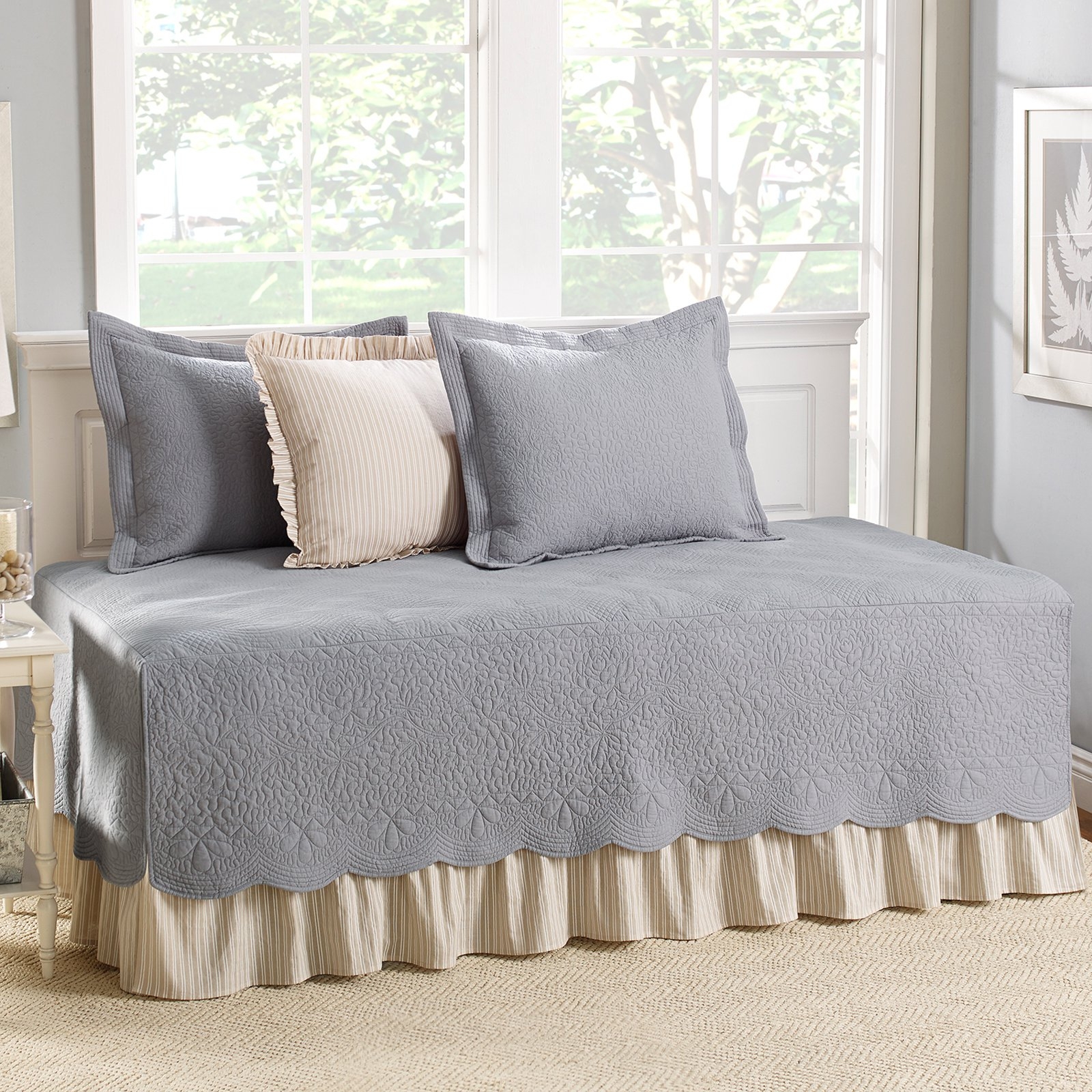 Trellis 5 Piece Daybed Cover Set in Grey