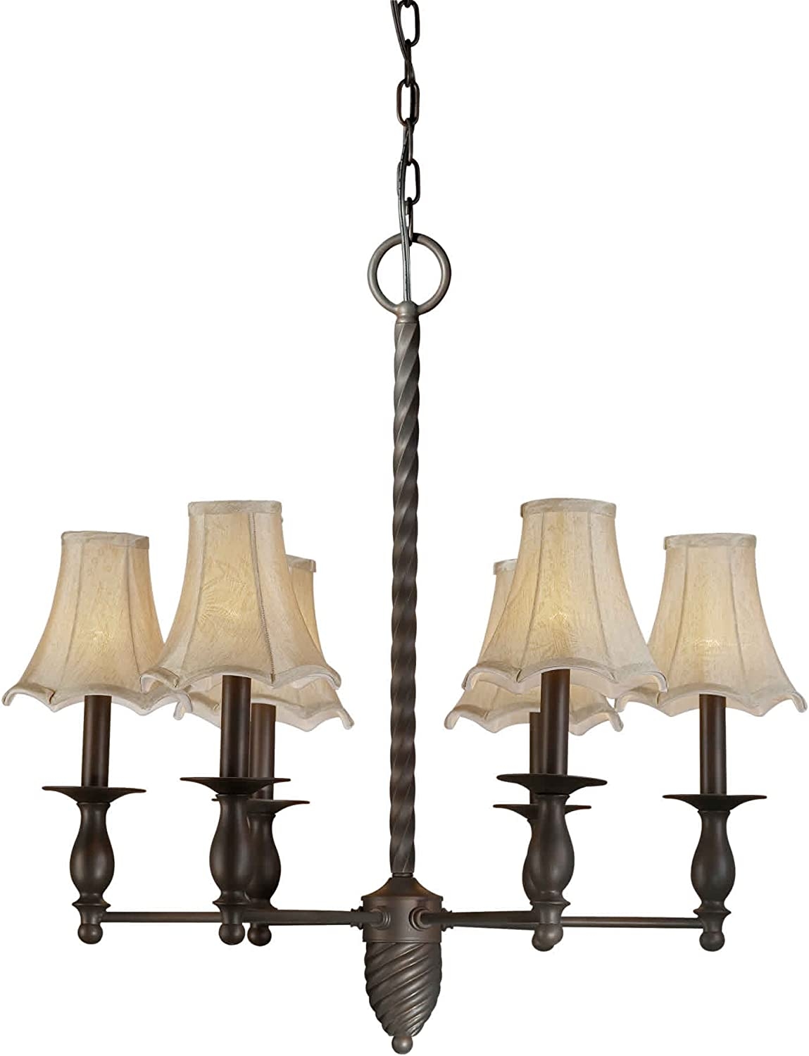 6 Light Chandelier with Fabric Shades