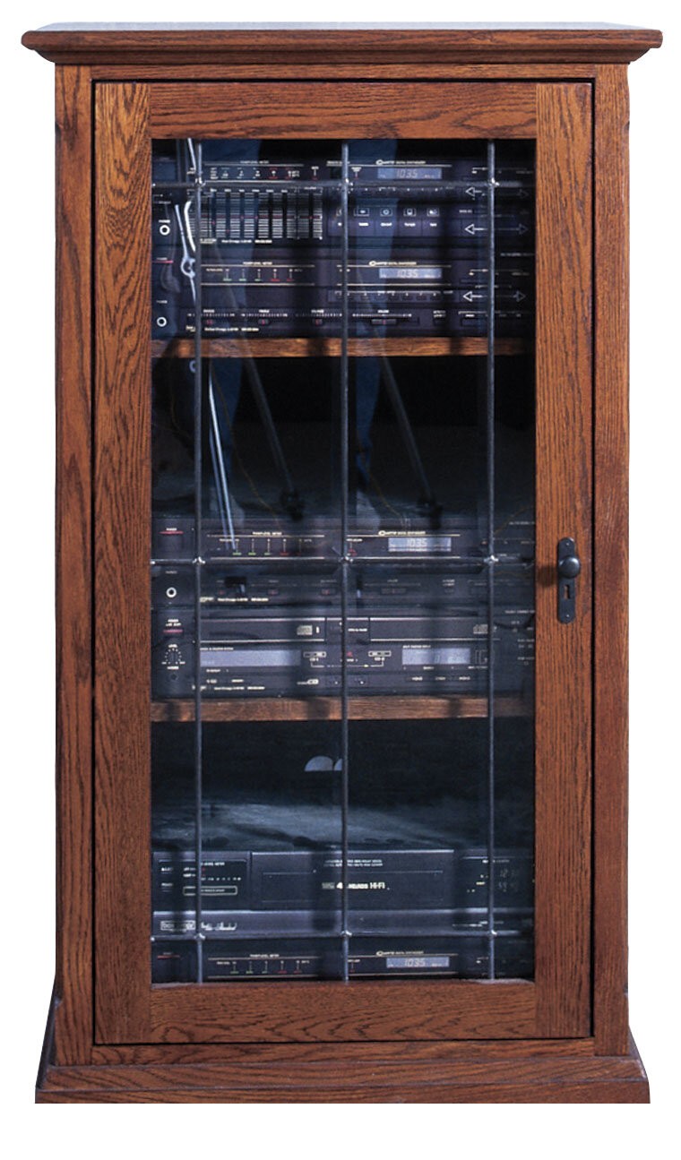 Oak stereo cabinets with deals glass doors