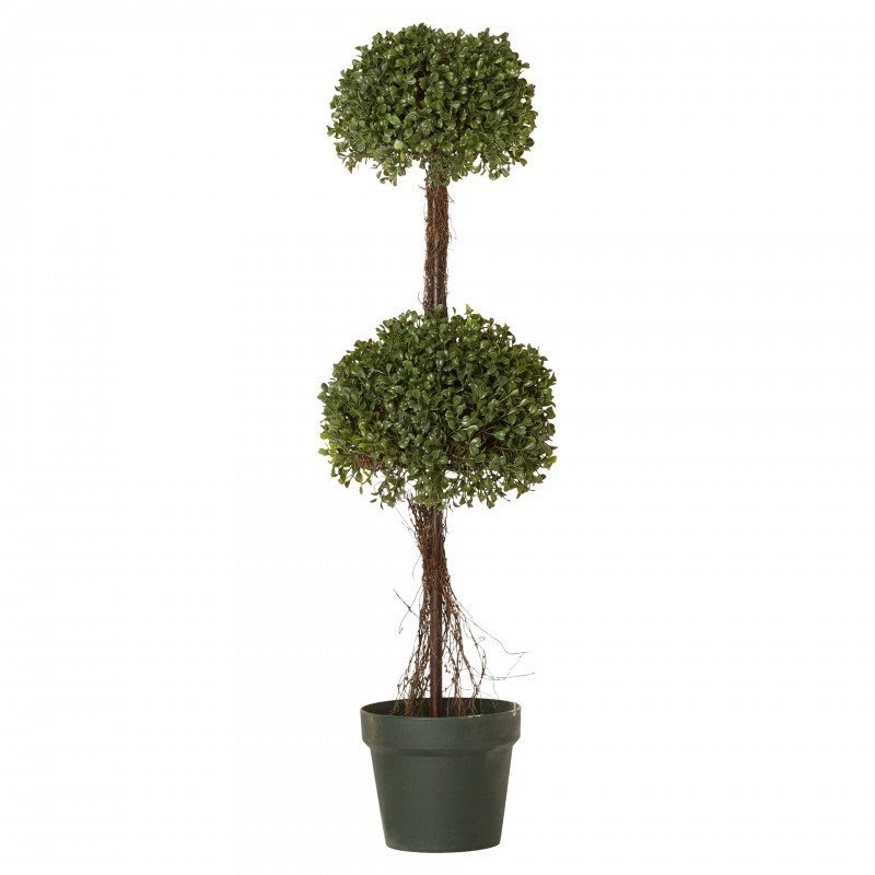 Boxwood 36” Faux Double-Ball Topiary in Pot
