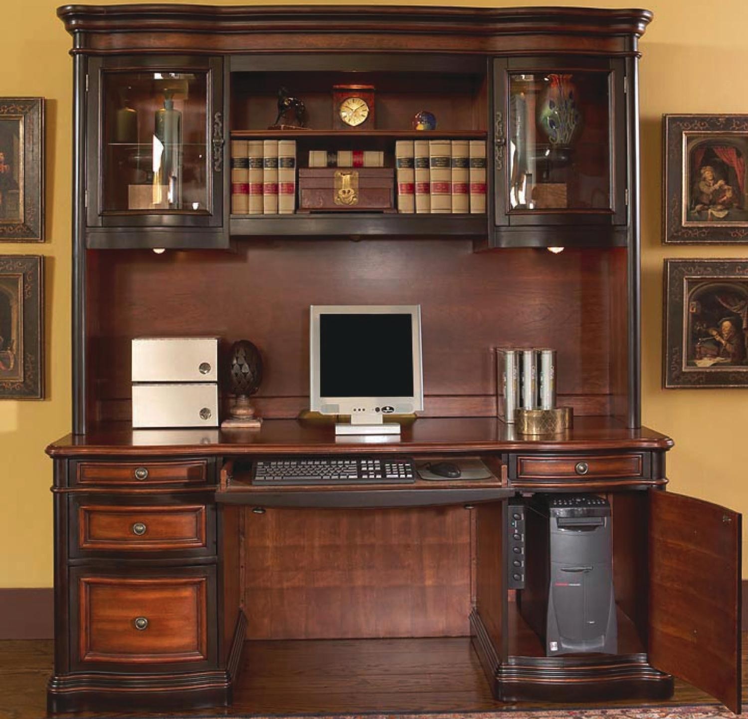 Large computer deals desk with hutch