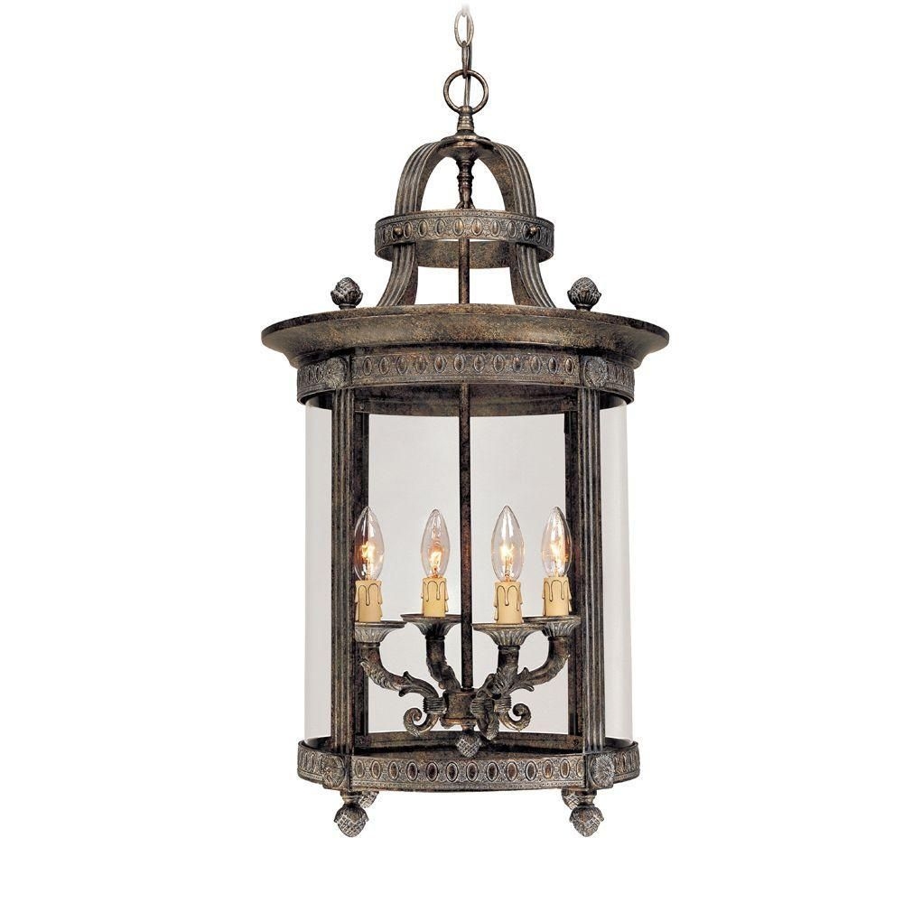 French Country 4 Light Outdoor Hanging Lantern/Pendant