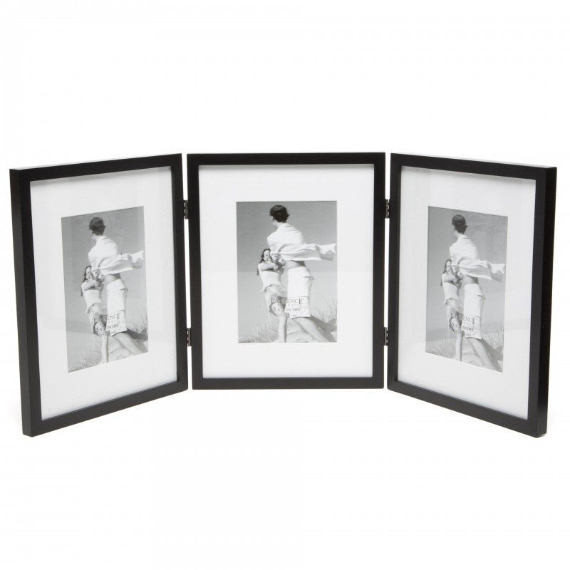 Hinged Triple Picture Frame with Bevel Cut Mats