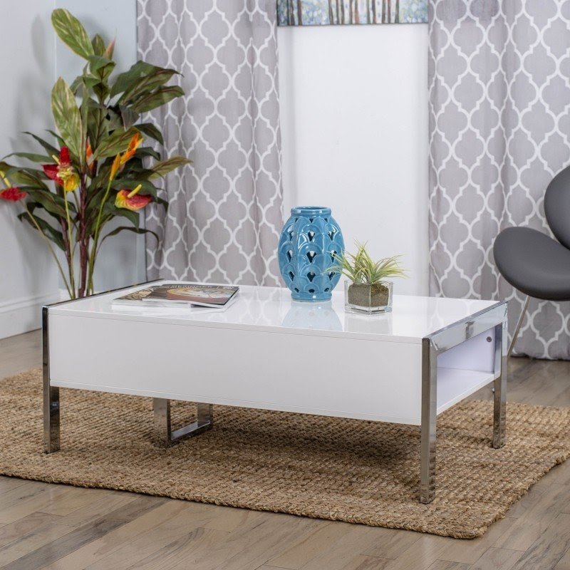 Selva White Coffee Table with Lift Top
