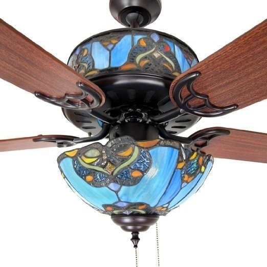 Stained glass ceiling fan light shades